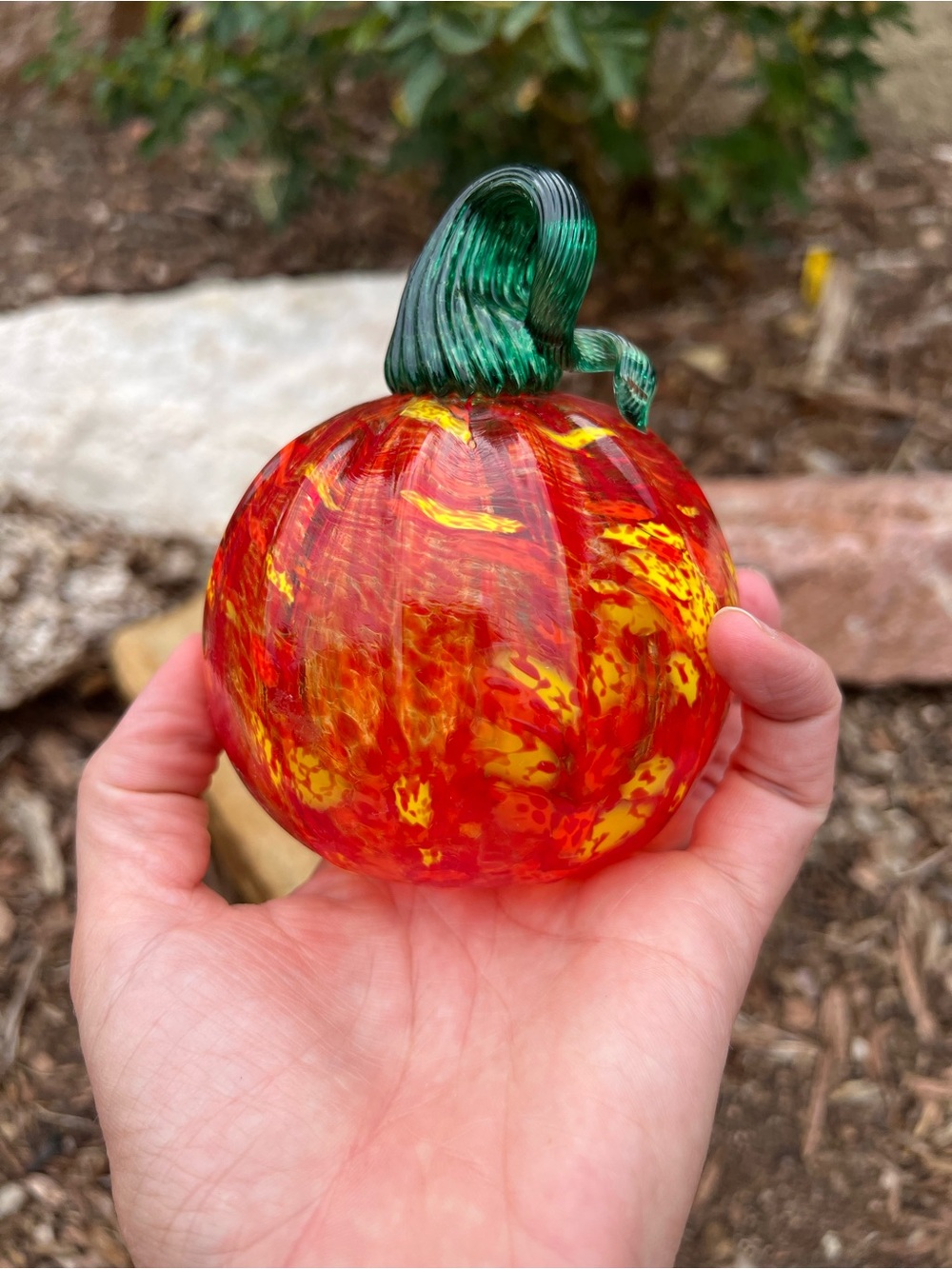 Handblown Glass Pumpkin From woodland Colorado Autumn Halloween Thanksgiving - Picture 4 of 11
